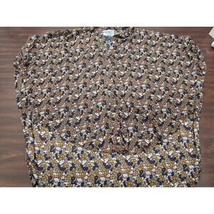 Bucket List Floral Boho Shirt Brown Multi Disty Print Medium Top NWT Boutique